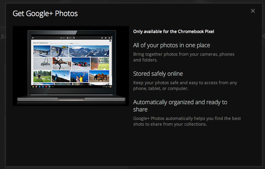 Google+ Photos Native App For ChromeBook Pixel