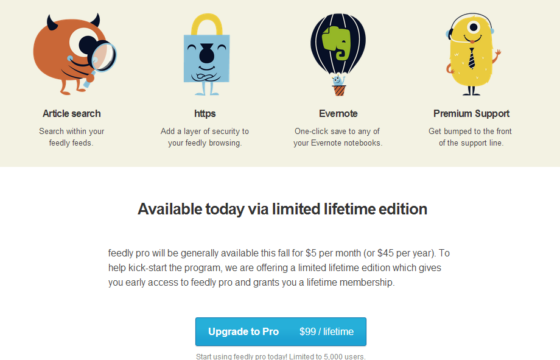 Feedly Pro Launched For 5$ A Month