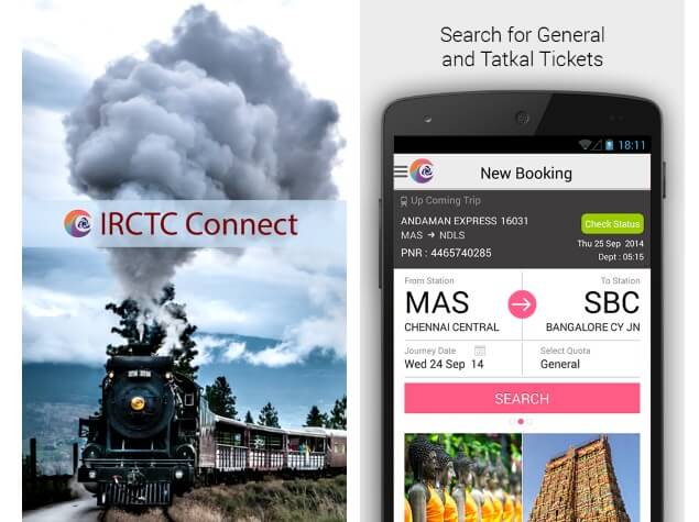 IRCTC Connect is the official Android app for IRCTC