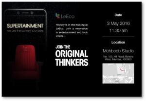 LeEco sends out invites for an event on 3rd May in Mumbai and here’s what to expect