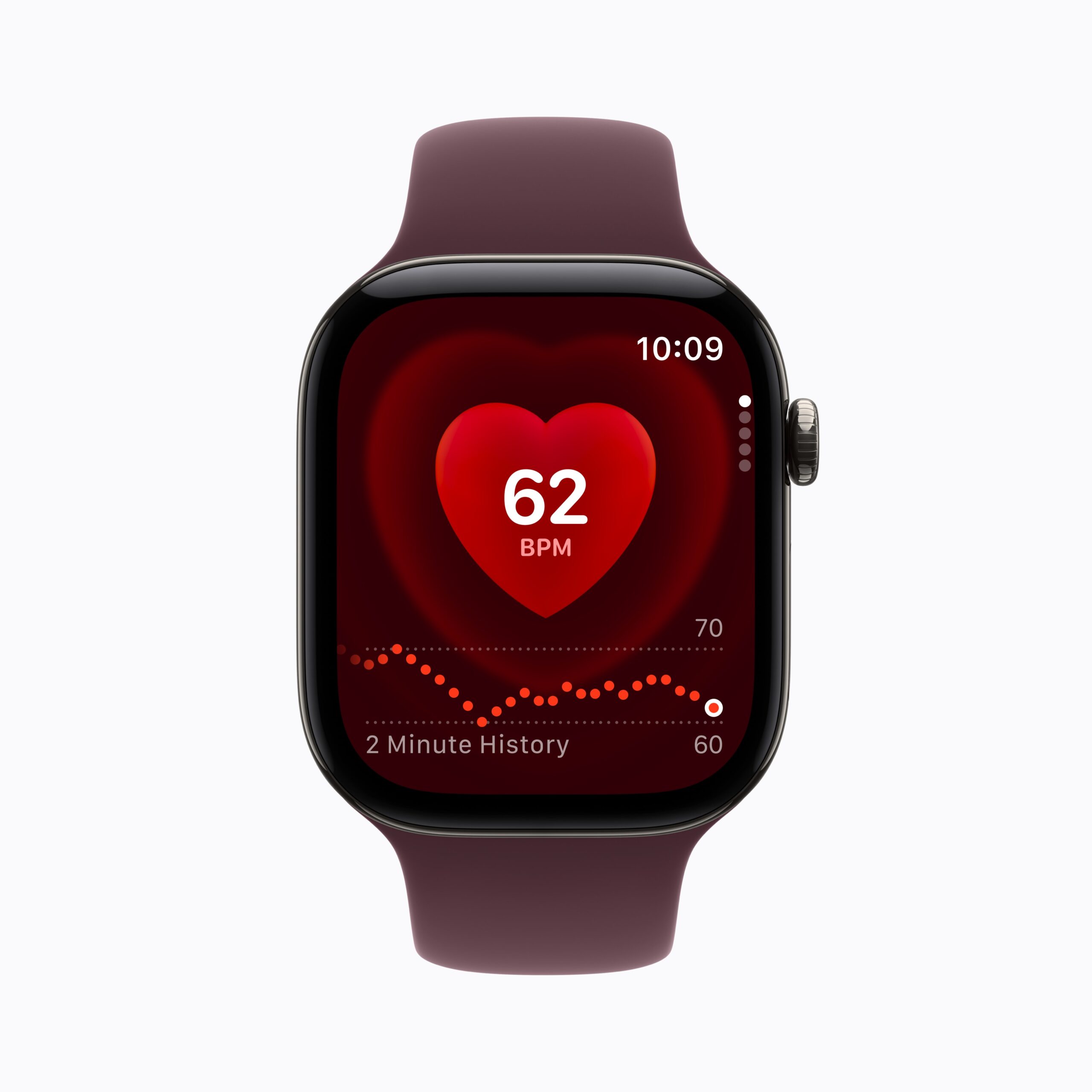 Apple Watch Series 12 Heart Rate app showing heart rate data