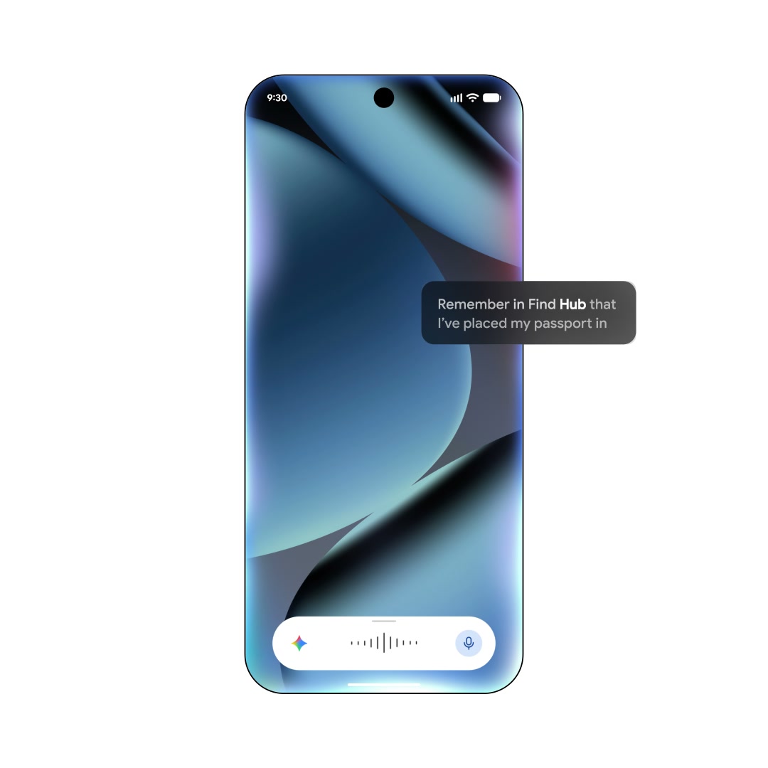 Google Gemini remembering where a passport was placed in Find Hub on an Android phone
