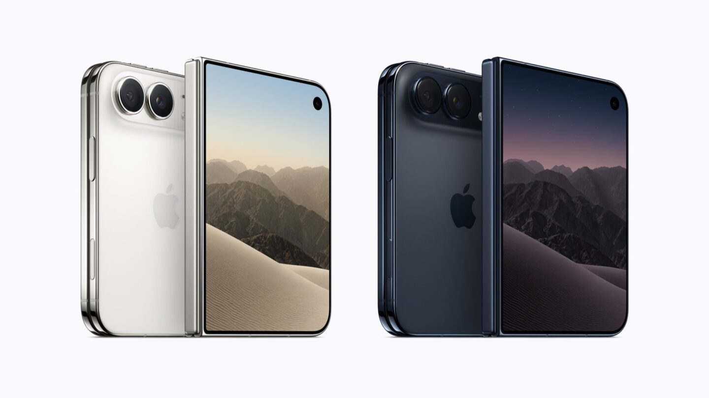iPhone Duo in Star White and Night Sky, shown open and closed