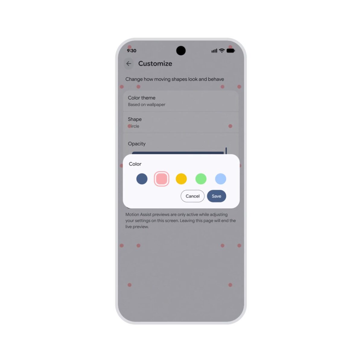 Motion Assist color picker for bubble theme