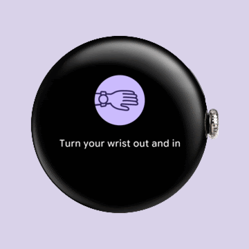 Pixel Watch tutorial showing the wrist-turn gesture