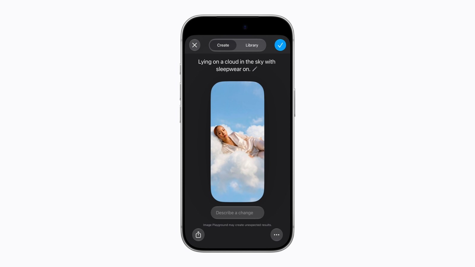 Image Playground in iOS 27 creating a photorealistic image on iPhone