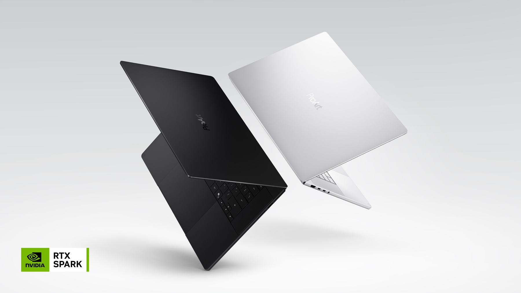 ASUS ProArt P16 and ProArt P14 laptops with NVIDIA RTX Spark in black and white finishes