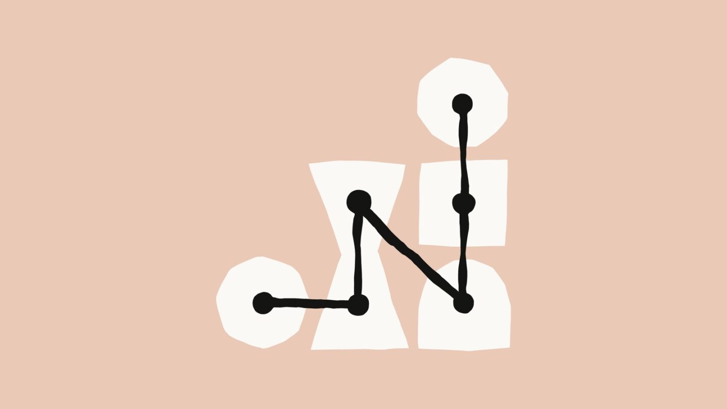 Anthropic artwork of connected nodes on a peach background, illustrating Claude Code Projects