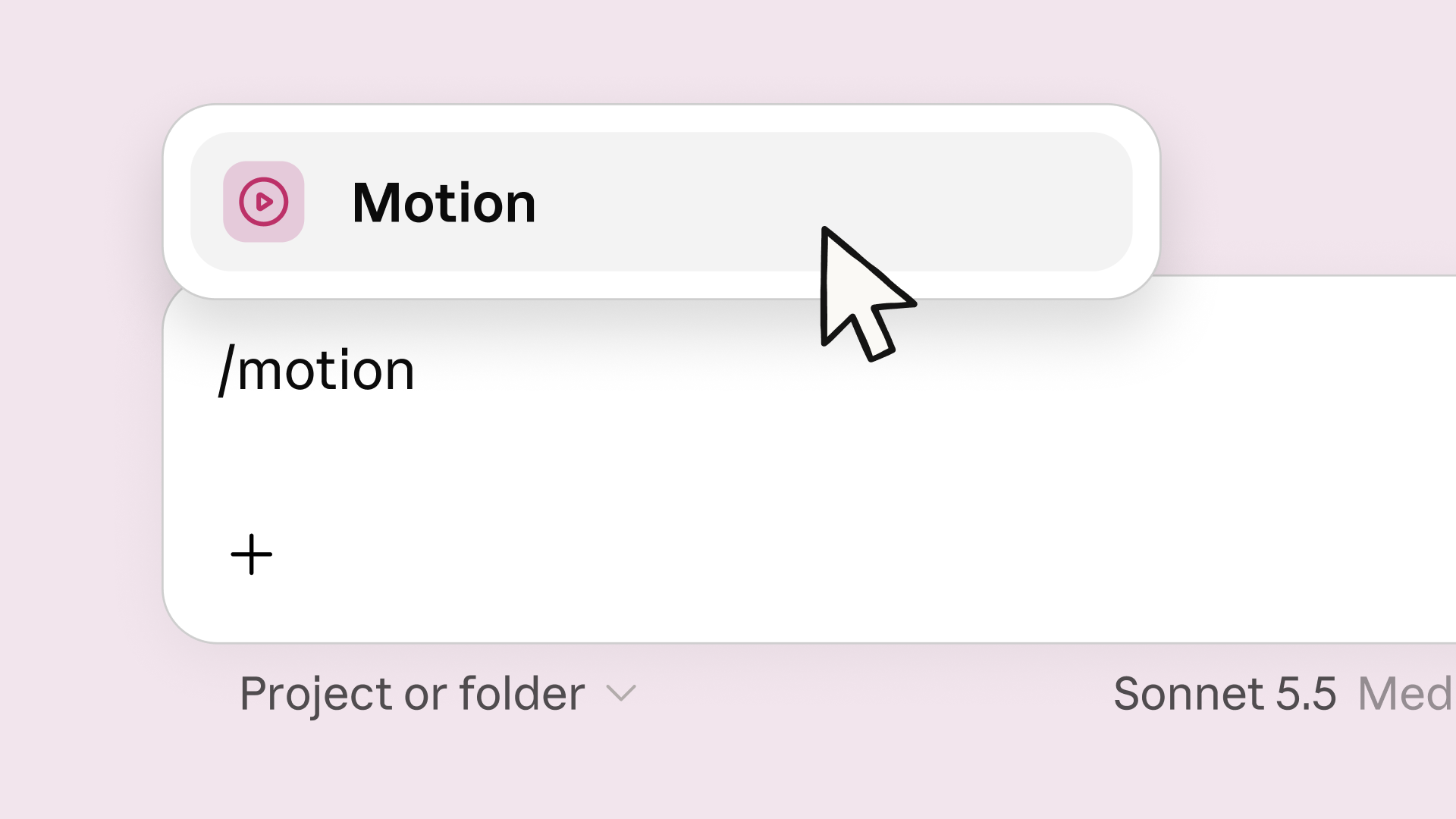 Anthropic example of the Motion option in Claude's message box
