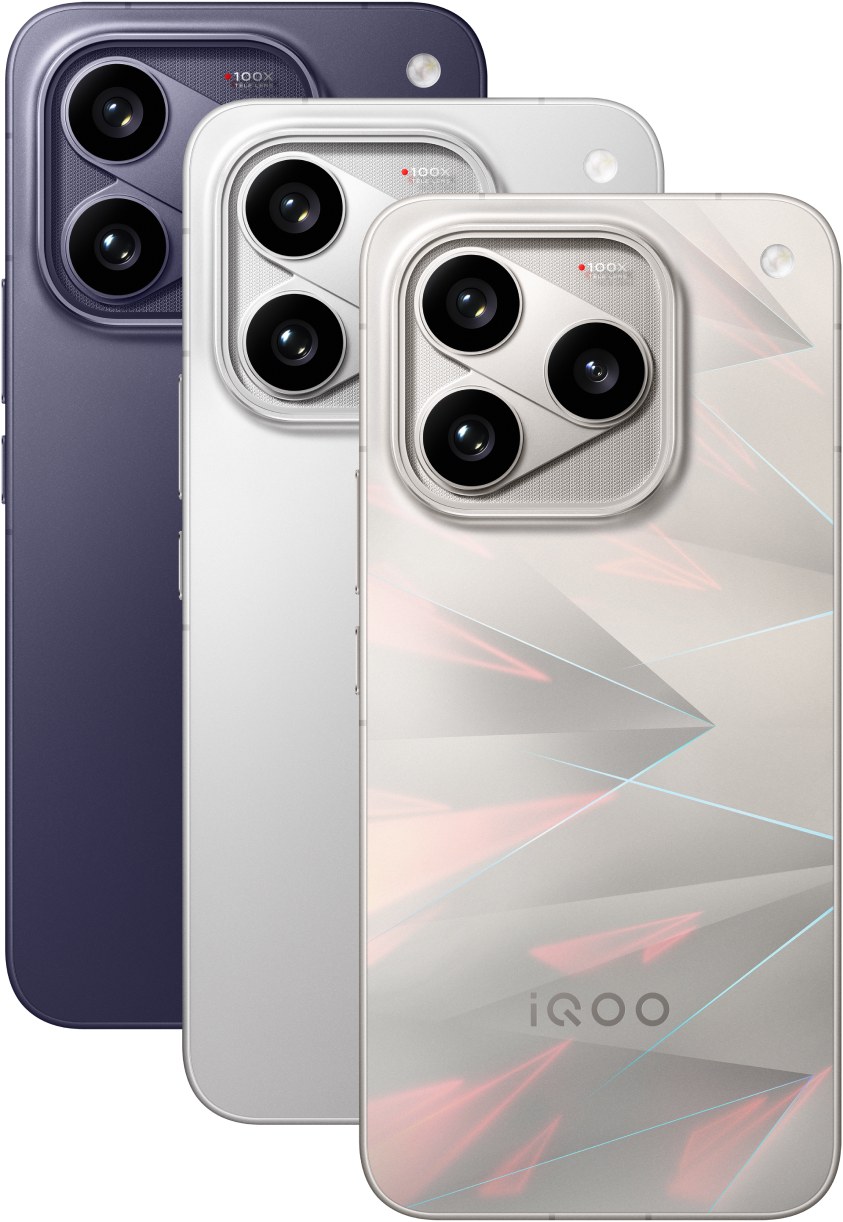 iQOO 16 shown in three colour options