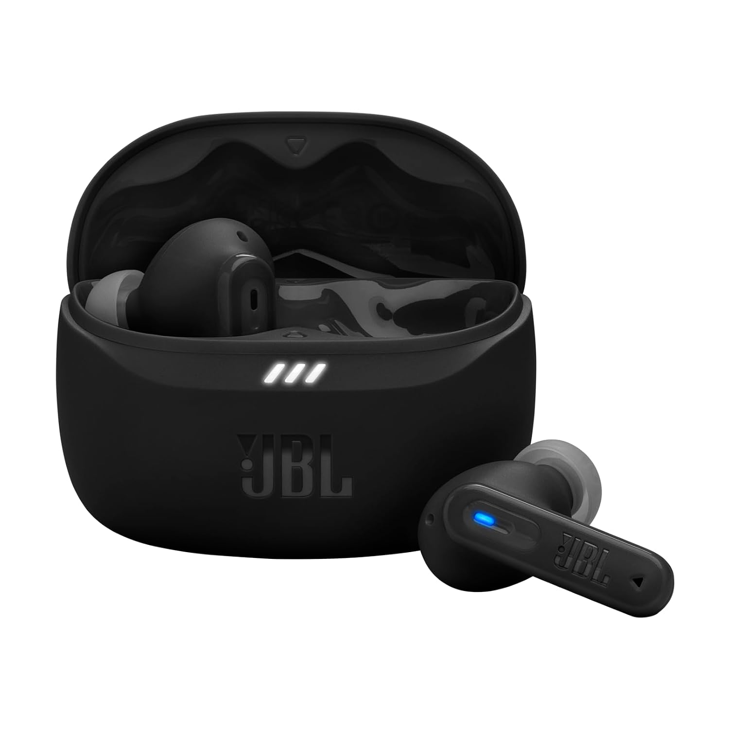 JBL Tune Beam 2 earbuds and charging case