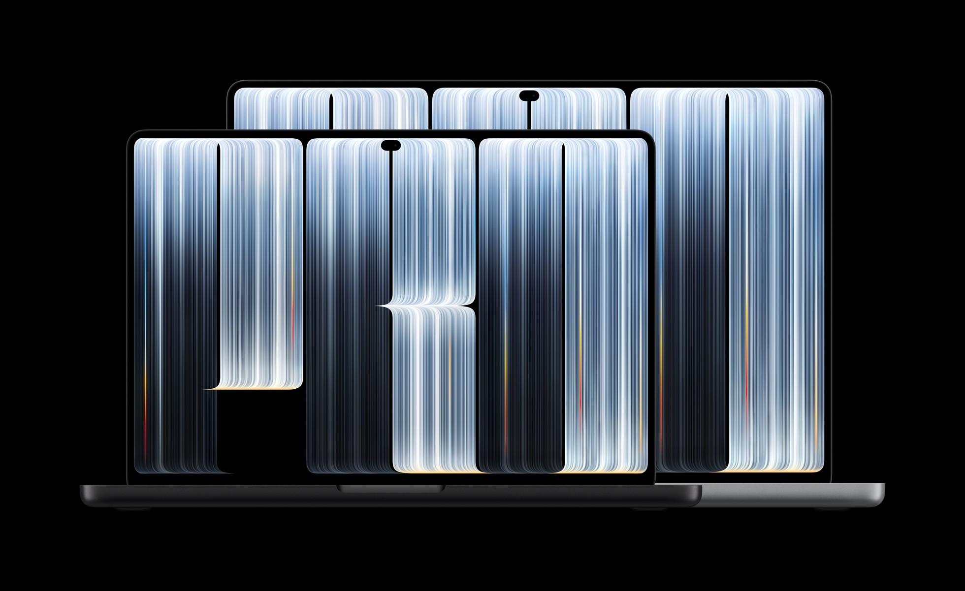 14-inch and 16-inch MacBook Pro with PROLED XDR Display side by side, showing the Dynamic Island cutout