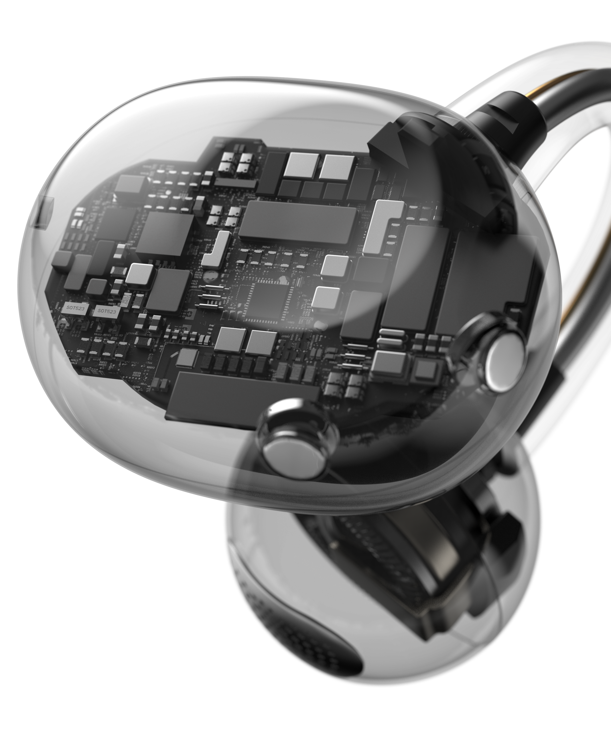 Exploded illustration of the 10.8 mm driver inside Noise Master Buds Open
