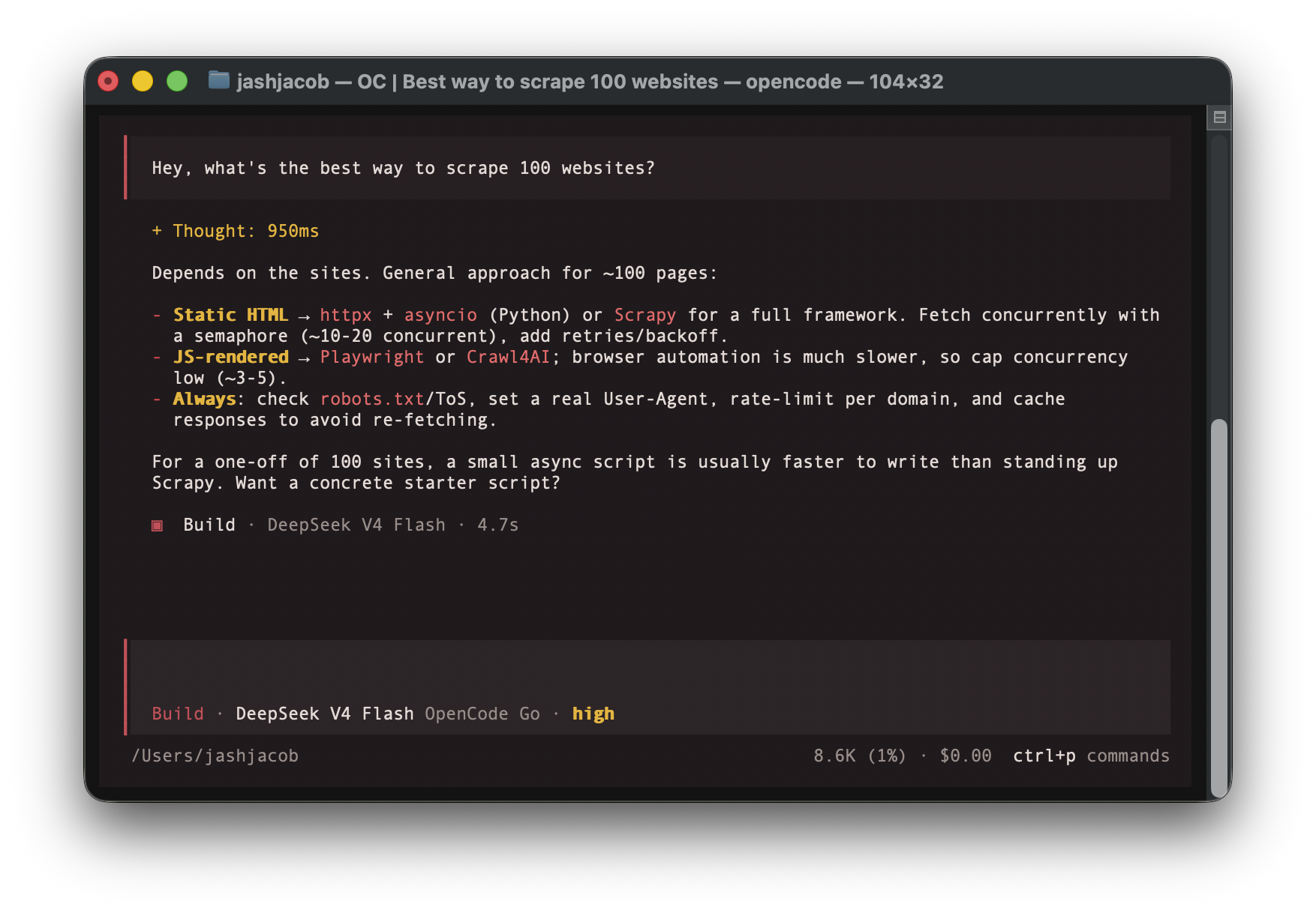Midnight Madras OpenCode theme preview with a warm dark palette and red, yellow and green syntax colours